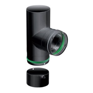 JONCOUX Té 90° + Tampon - débouchure femelle pour tuyau APOLLO PELLETS Email 0,7