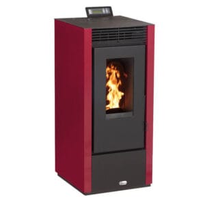 OPTIMO Poêle à granulés carré étanche USTICA bordeaux 14kW
