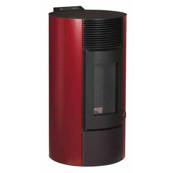 OPTIMO Poêle à granulés rond étanche CRISTO rouge bordeaux 12kW
