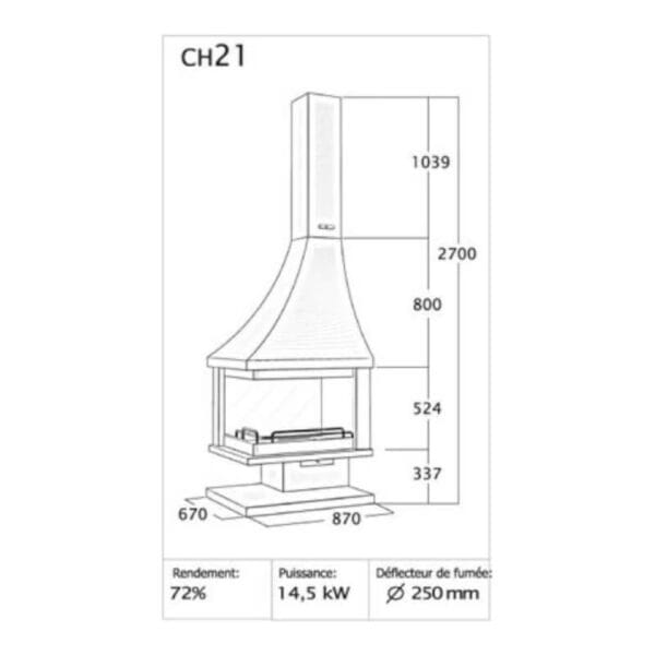 Cheminée métallique d'angle APOLA 10,5 kW CH21 – Image 2