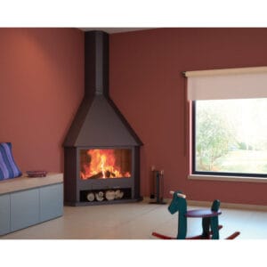 Cheminée d'angle à foyer ouvert HOME 14,5kW CH03