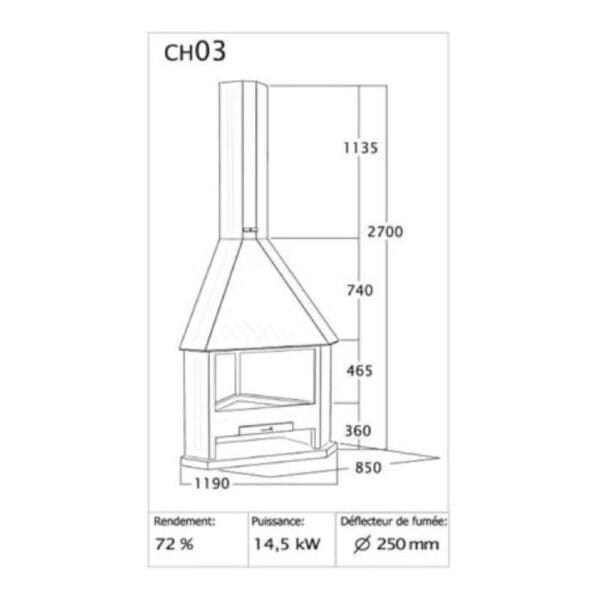 Cheminée d'angle à foyer ouvert HOME 14,5kW CH03 – Image 2