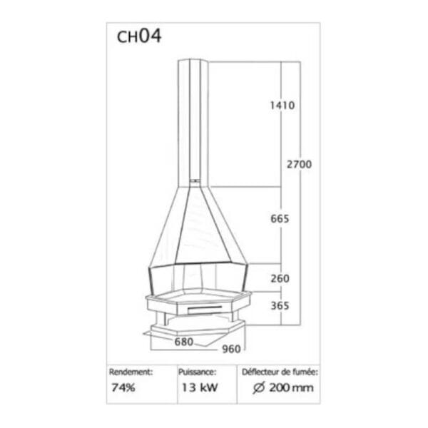 FOCGRUP Cheminée métallique d'angle à foyer ouvert FORGIE CH04 13kW – Image 3
