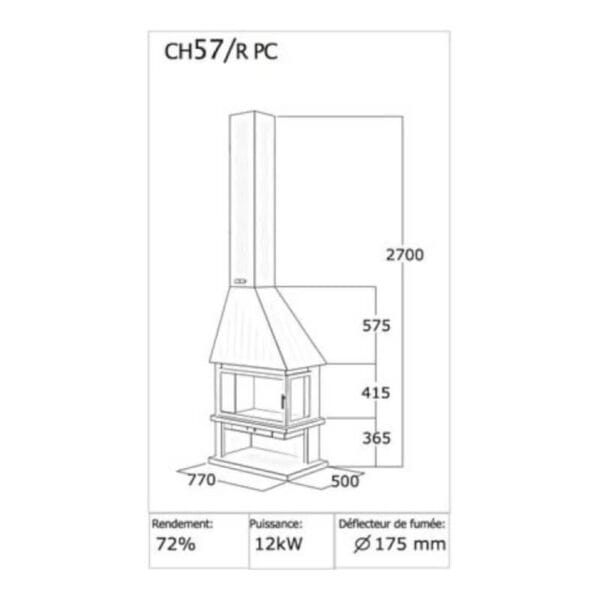 Cheminée métallique d'angle SCORIA A 12 kW CH57 R-PC – Image 2