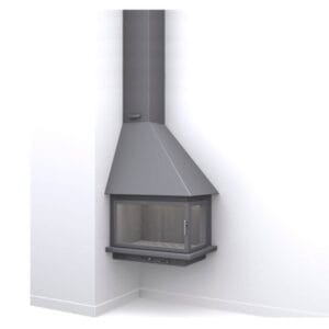 Cheminée métallique d'angle suspendue SCORIA AS 12 kW CH57 R11-PC