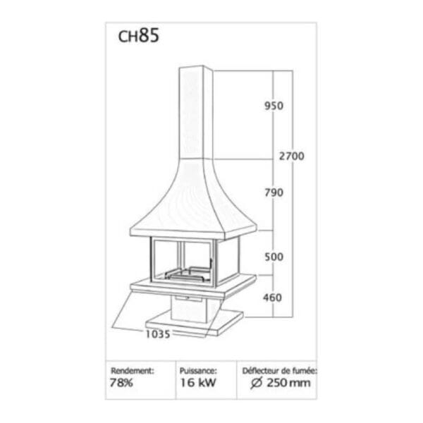Cheminée centrale vitrée SYLVA 16kW CH86 PCI – Image 3
