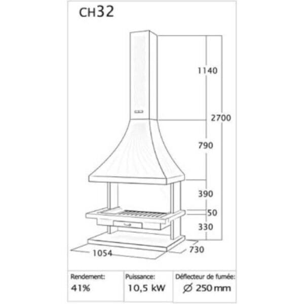 Cheminée ouverte SPOSI 10,5 kW CH32 Foyer en briques réfractaires – Image 2