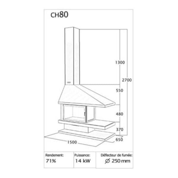 Cheminée métallique asymétrique ELVARA 14 kW CH80 – Image 2