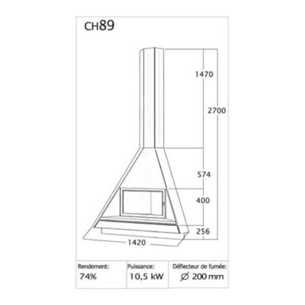 Cheminée métallique d'angle SIGNA 10,5kW CH89 PCA – Image 3