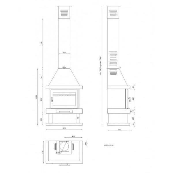 FM Cheminée métallique C-100 13,5kW avec porte en fonte – Image 3