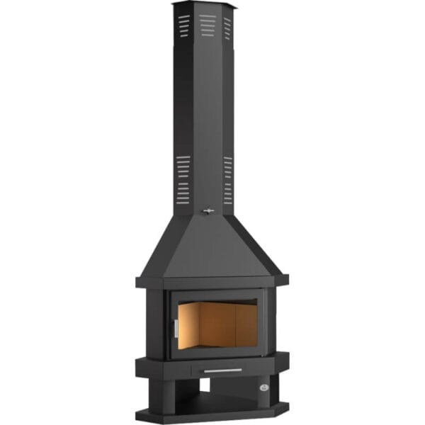 FM Cheminée métallique d'angle C-100R 13,5kW avec porte en fonte