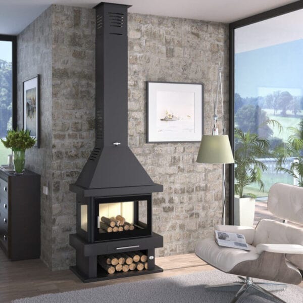 FM Cheminée métallique C-103 13,5kW avec porte en fonte – Image 2
