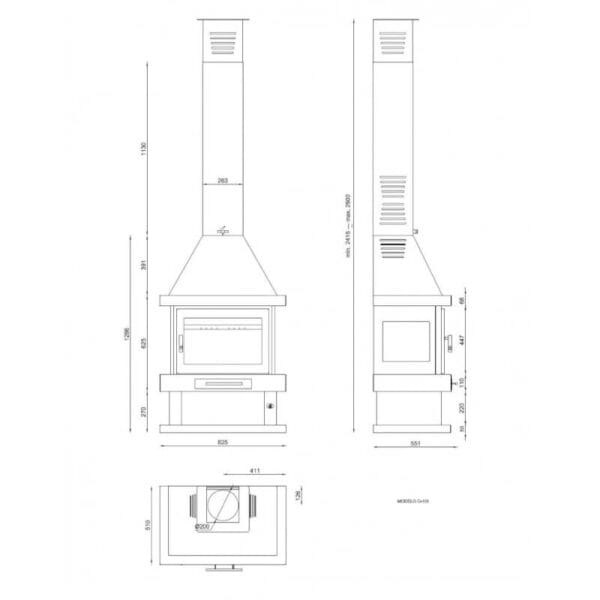 FM Cheminée métallique C-103 13,5kW avec porte en fonte – Image 3