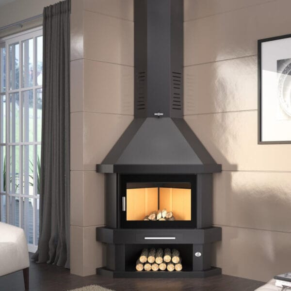 FM Cheminée métallique C-200R 14,5kW avec porte en fonte – Image 2