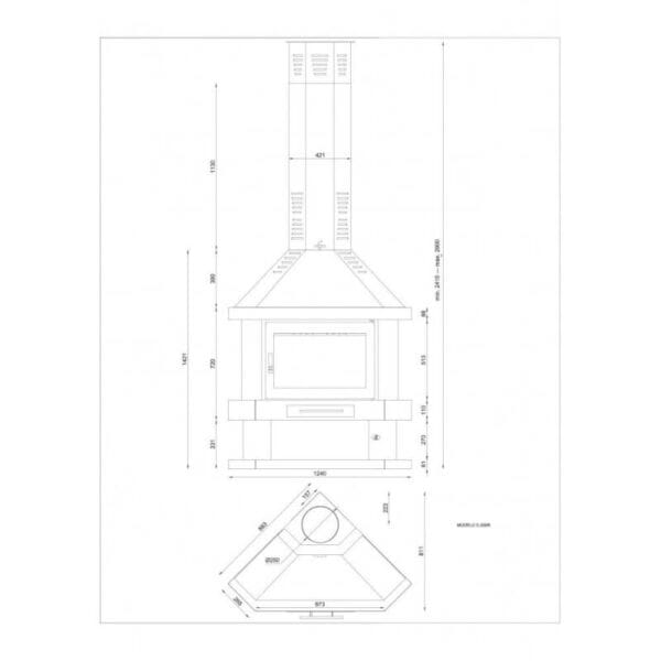 FM Cheminée métallique C-200R 14,5kW avec porte en fonte – Image 3