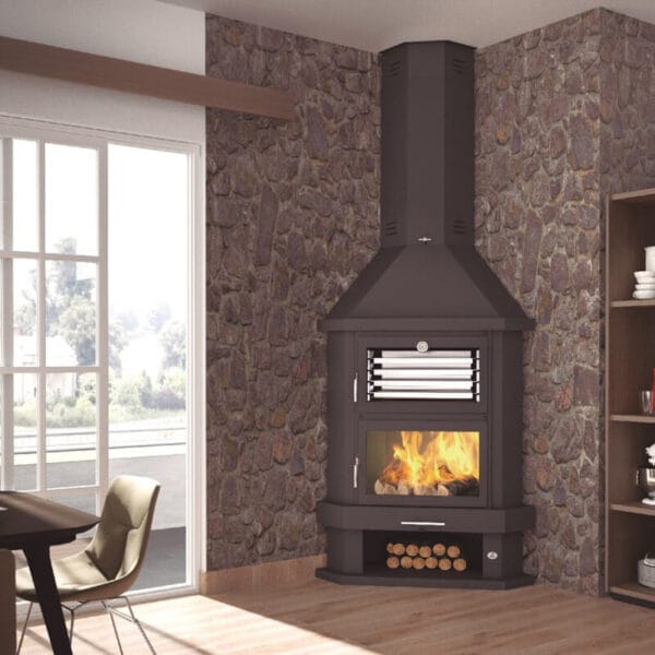 FM Cheminée métallique C-200 RH 14kW avec four inox – Image 2