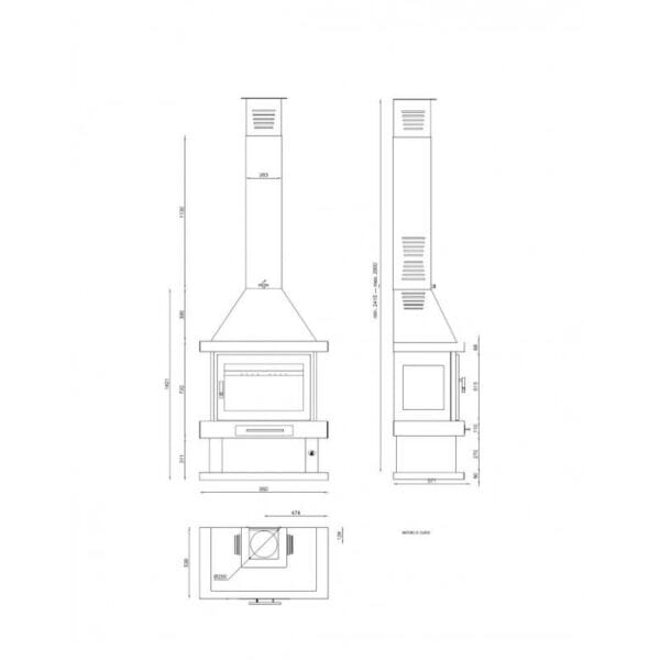FM Cheminée métallique C-203 15kW avec porte en fonte – Image 3