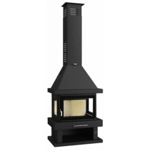 FM Cheminée 3 cotés C-203 K 14kW avec porte en fonte et verre sérigrafié