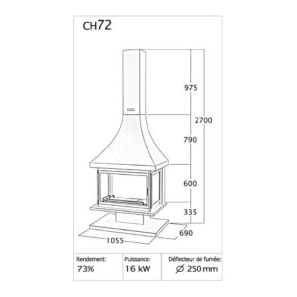 Cheminée métallique panoramique VISIO 16 kW CH72 PCI – Image 2