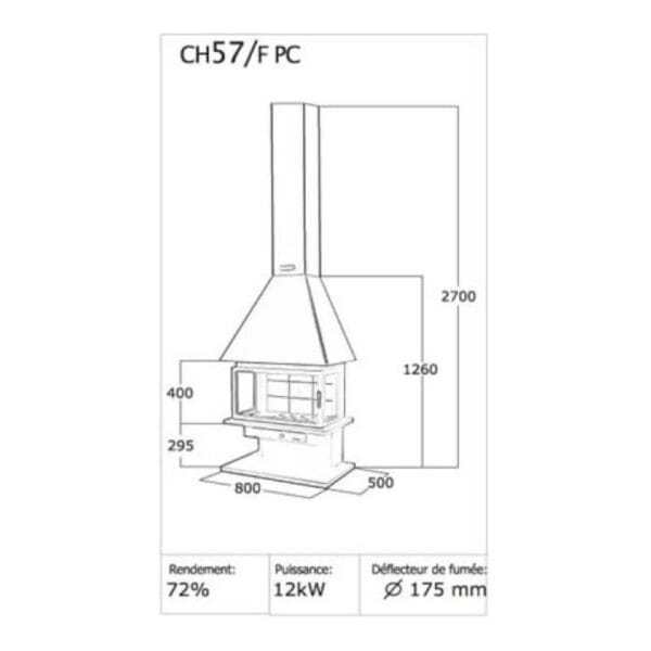 Cheminée métallique murale SCORIA 12 kW CH57 F-PC – Image 2
