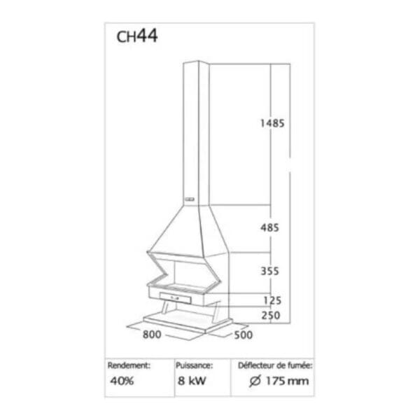 Cheminée métallique ouverte AVIDA 8.0kW CH44 – Image 2