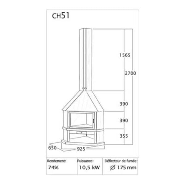 Cheminée d'angle INNA 10,5 kW CH51 décors inox – Image 2