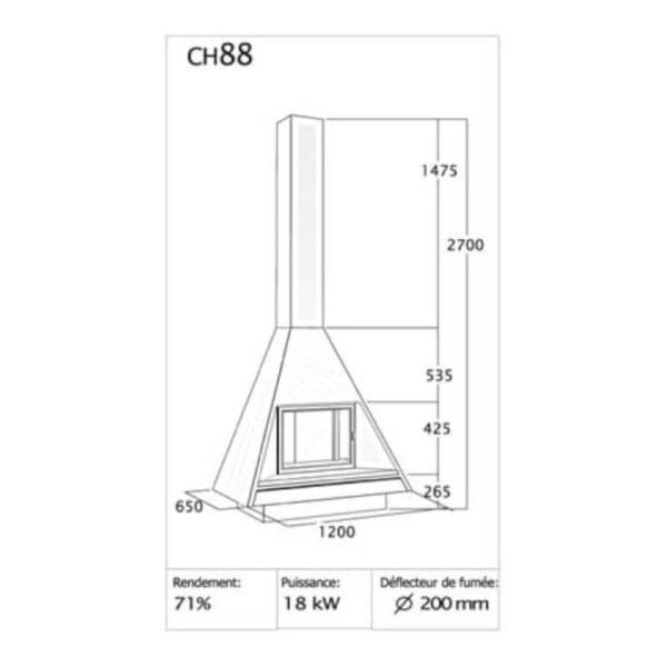 Cheminée métallique murale SIGNA II 18kW CH88 PCI Corniche en inox – Image 3