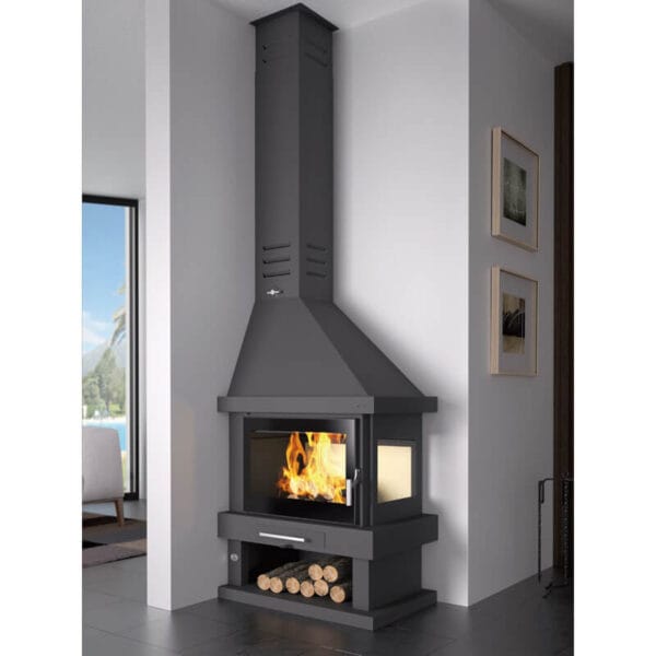 FM Cheminée d'angle C-302 DK 11kW coté vitré à droite – Image 2