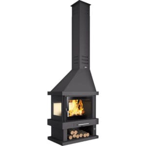 FM Cheminée d'angle C-302 I 11kW coté vitré à gauche