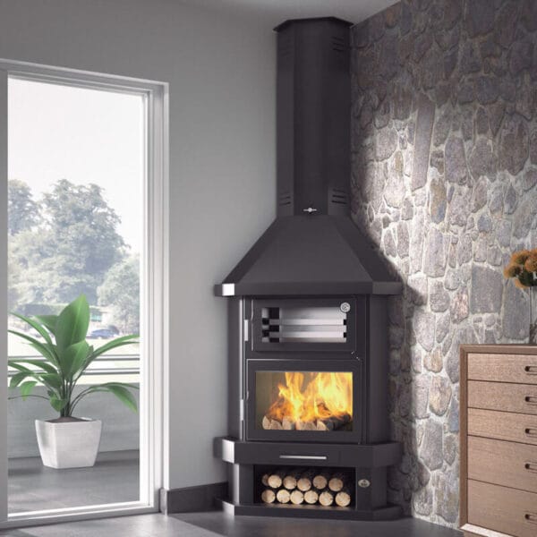 FM Cheminée d'angle C-300 RH 10,4kW avec four inox – Image 2