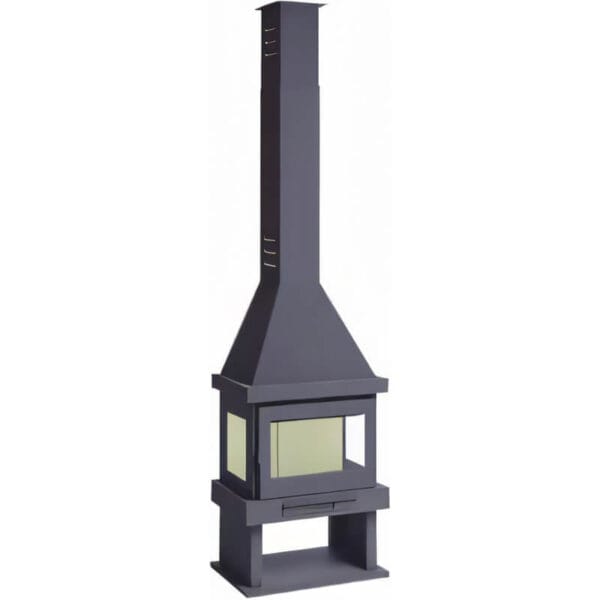 FM Cheminée panoramique C-303 T 10,4kW avec porte en fonte et chaleur turbo ventilée