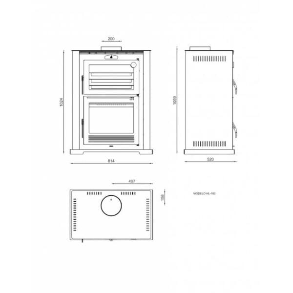 FM Poêle à bois acier HL-100 9,5kW avec four – Image 3