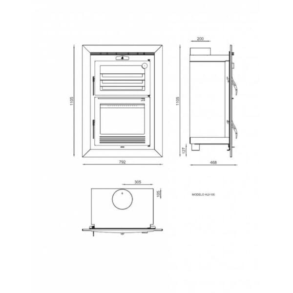 FM Four à bois encastrable HLI-100 11kW avec porte en fonte – Image 3