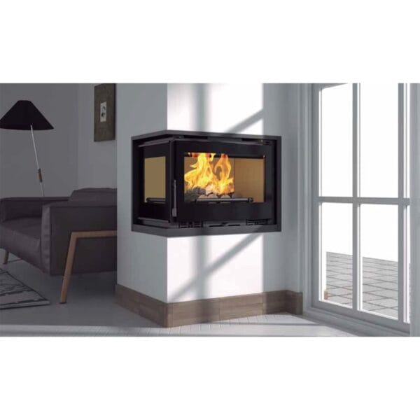 FM Insert d'angle avec turbines IT-172IK 12,5kW foyer vermiculite et verre sérigraphié