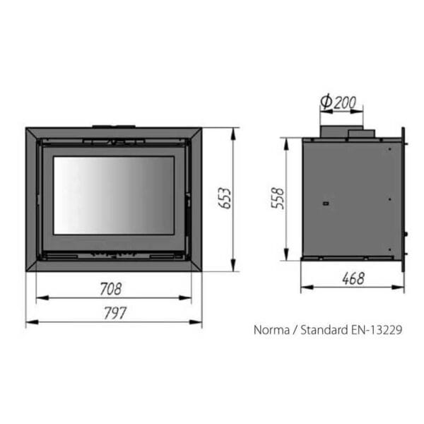 FERLUX Insert turbo en acier et fonte 760 11,0kW sérigraphié – Image 2