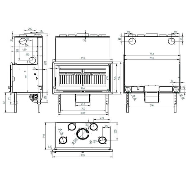 FM Foyer panoramique IC-100 FKC 14,5kW récupérateur de chaleur turbo 900m3/h – Image 2