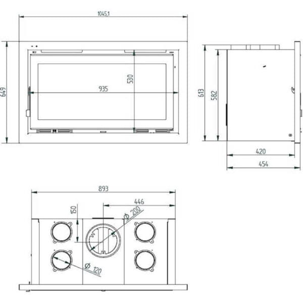 FM Insert de cheminée IT-100 K 13,3kW foyer réfractaire et verre sérigraphie – Image 3