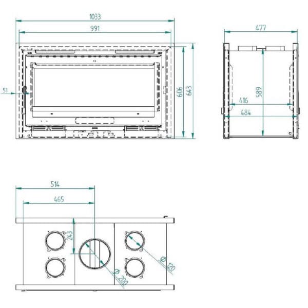 FM Insert de cheminée double face IT-102 K 13,5kW à chaleur ventilée – Image 3