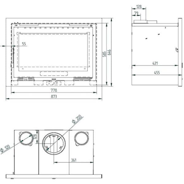 FM Insert de cheminée I-180 12,8kW avec porte en fonte – Image 3