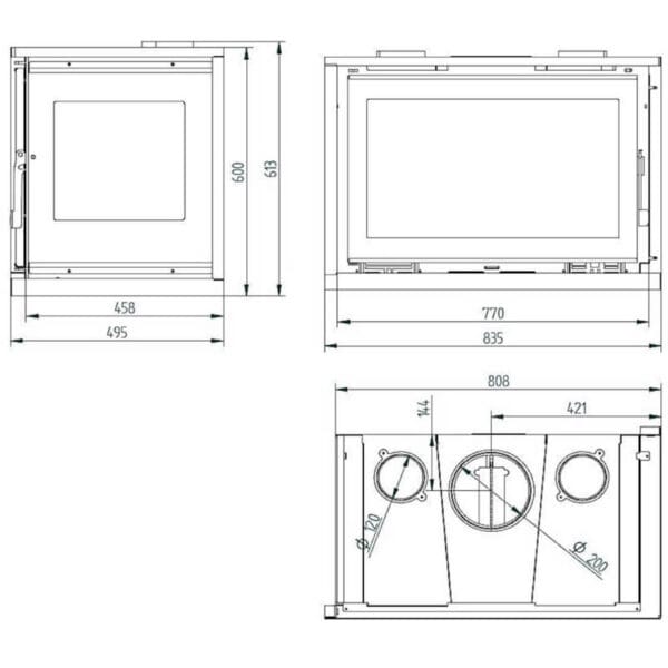 FM Insert d'angle turboventilé IT-182D 12,8kW foyer vermiculite – Image 3