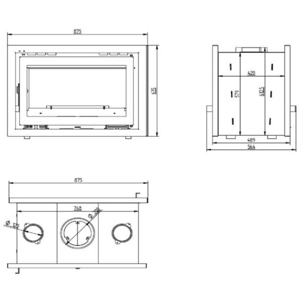 FM Insert de cheminée double face IT-182 FK 12,8kW à chaleur ventilée – Image 2