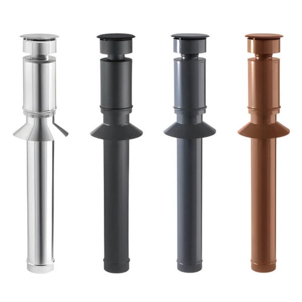 JONCOUX Raccord poêle à granulés étanche APOLLO PELLETS - Diamètre 80/125 - Sortie de toit  - Noir mat