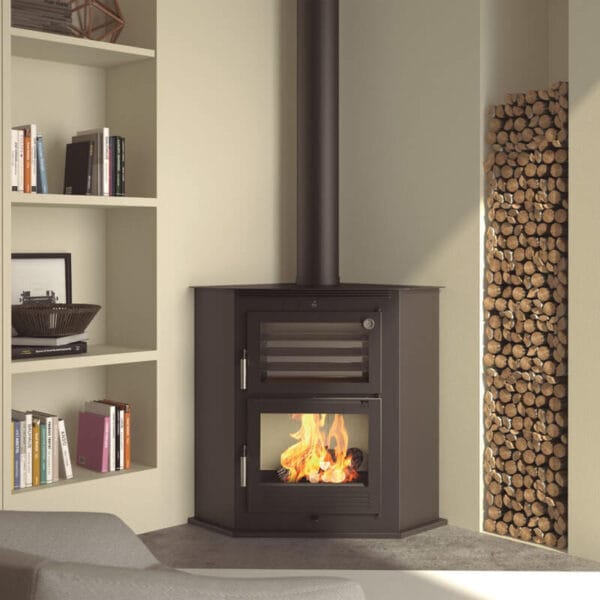 FM Poêle à bois d'angle HL-100 R 9,5kW avec four – Image 2