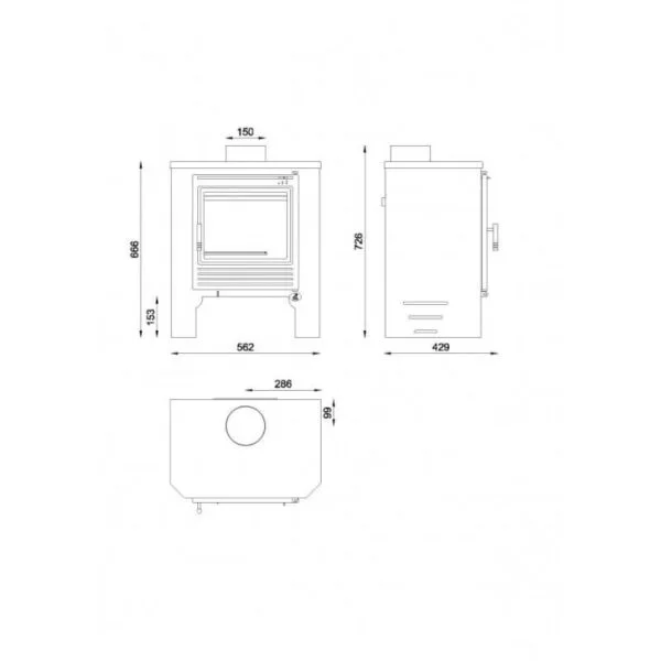 FM Poêle à bois acier M-101 11kW avec porte en fonte – Image 3