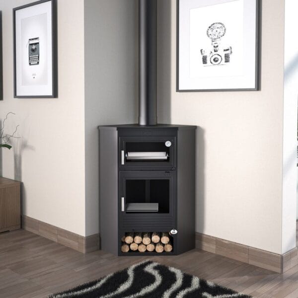 FM Poêle à bois acier M-105H 11kW avec portes en fonte et four – Image 2