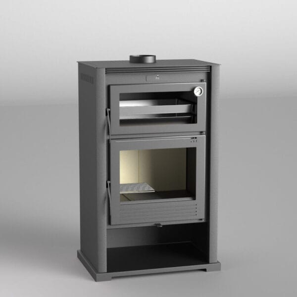 FM Poêle à bois acier M-107 9,5kW avec porte en fonte et four inox