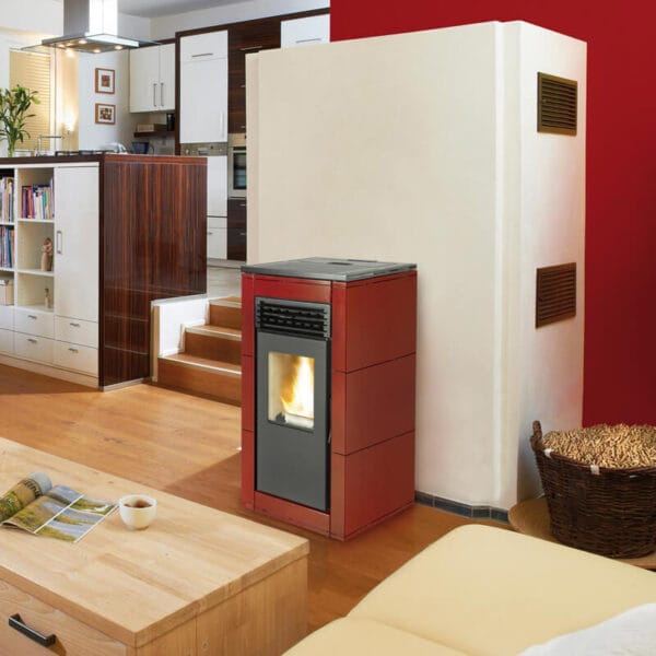 Poêle à granulés (Pellets) NEREA 12kW rouge impérial – Image 2