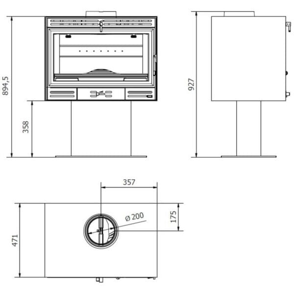 FERLUX Poêle à bois en fonte AFAR 49 12,4kW sur pied central – Image 2