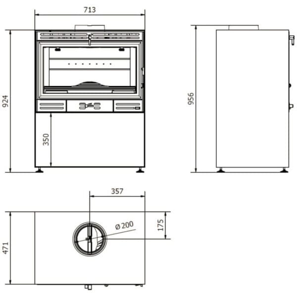 FERLUX Poêle à bois en fonte AFAR 49 12,4kW sur range bûches – Image 2
