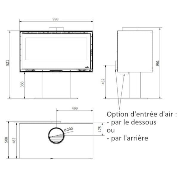 FERLUX Poêle à bois ENYA 100 9,5kW sur pied central – Image 2